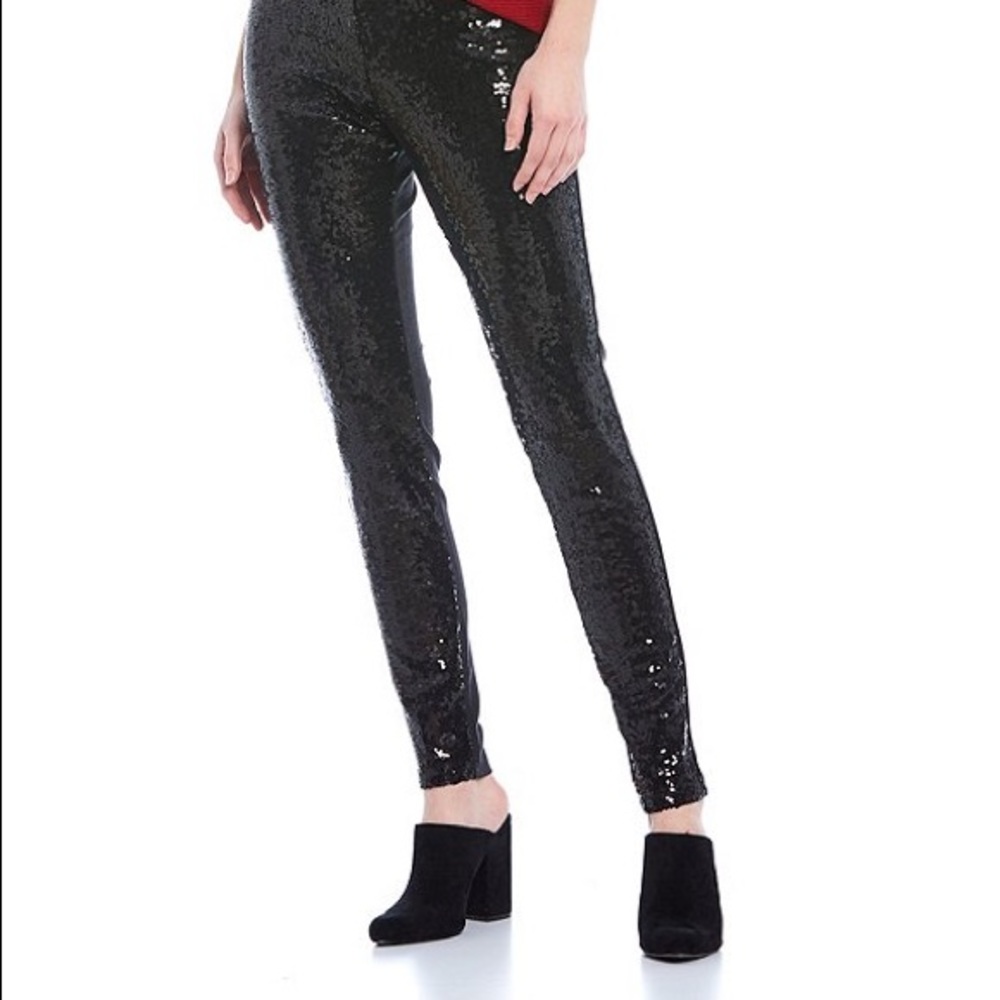 HUE Sequin Front Ponte Leggings - Size L | NWT